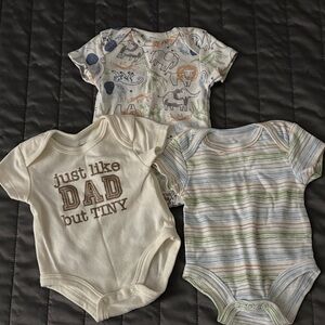 Baby Essentials Bodysuit Trio - Cream, White, Multicolor